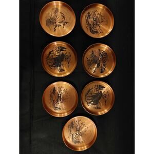 Vintage Copper Plate Trinket Dish By Fantasy Copperware In Canada 1970s Set of 7